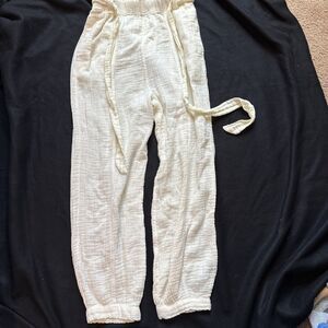 Free people Gauzy Comfy jogger Loungewear Pants Pockets Cream XS Beachy Resort